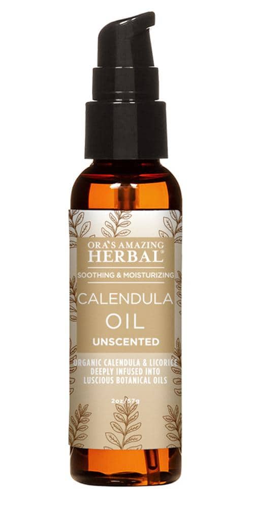 Calendula Body Oil White Background 2oz Bottle